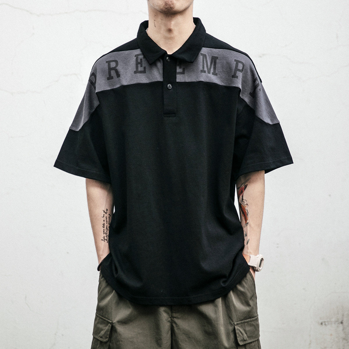 Day-series Chauded POLO-shirt male short sleeve Summer collared T-shirt INS lovers loose with collar and half sleeve blouses