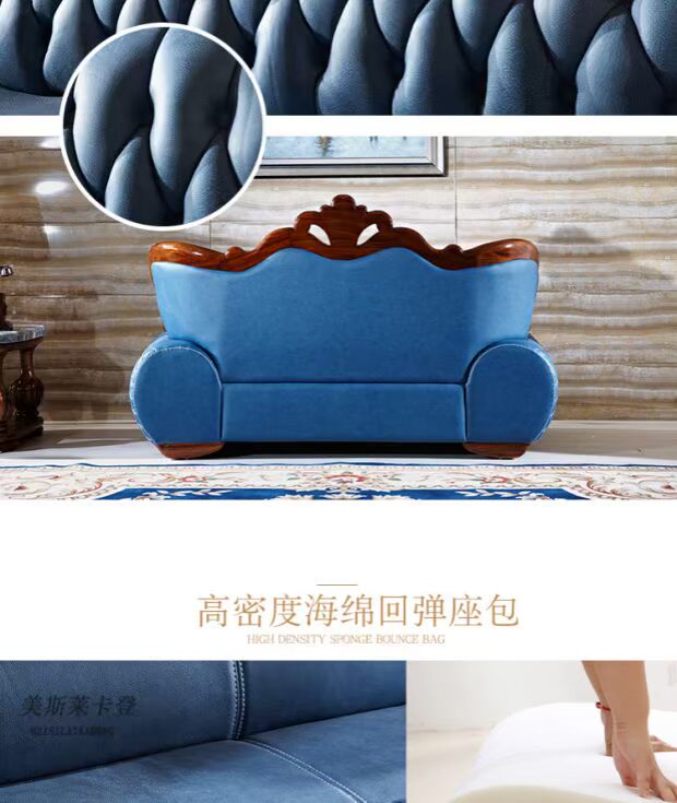 Biệt thự gỗ Châu Âu Wujin biệt thự sang trọng phòng khách đầy đủ chất liệu da rắn nhập khẩu da bò 123 lớp đầu tiên kết hợp - Ghế sô pha ghế sopha
