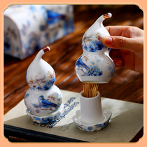 High-end hotel bone china toothpick barrel gourd ornaments ceramic tissue box model room light luxury high-end home coffee table