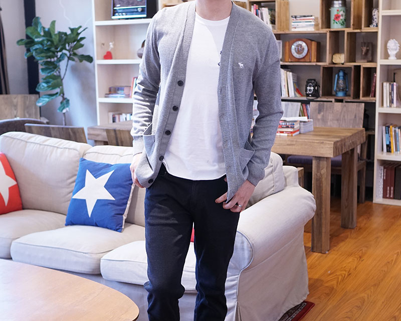Mỹ Abercrombie Fitch nam mới AF hươu mỏng ấm áp áo len mỏng nam áo len nam cổ lọ