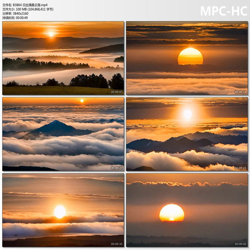 Sunrise in the Morning, Cloud Sea, Sun, Morning Light, Dawn, Starting Point, Rising Sun, Sunrise Collection Video Footage