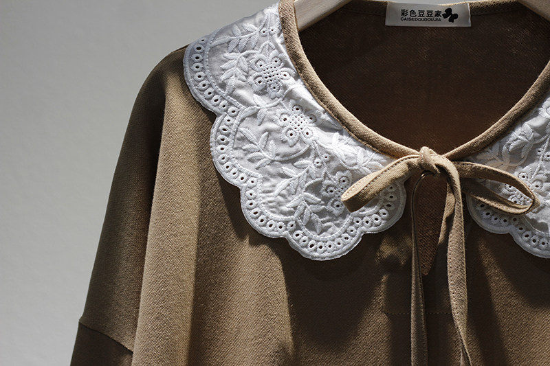 Оригинальная осенняя рубашка, кукла, кукольный воротник, оверсайз, свободный крой       