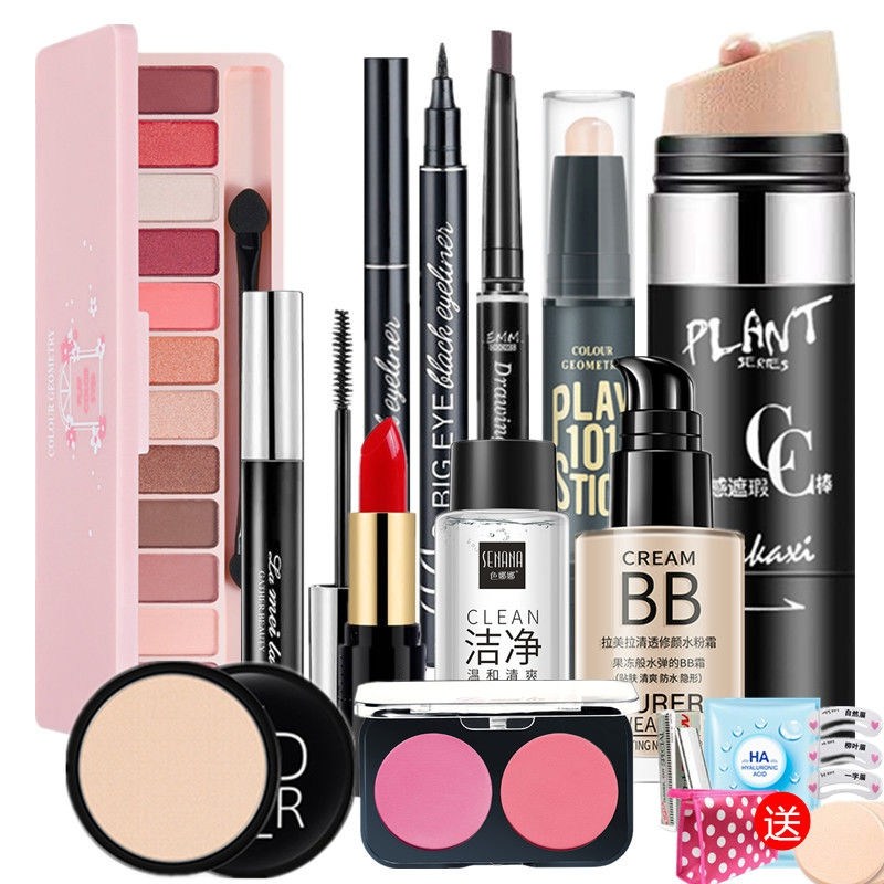 Beginner makeup full set 4-11 pieces combination Student cosmetics Eye makeup set Waterproof eyebrow pencil Eyeliner pencil Eye 