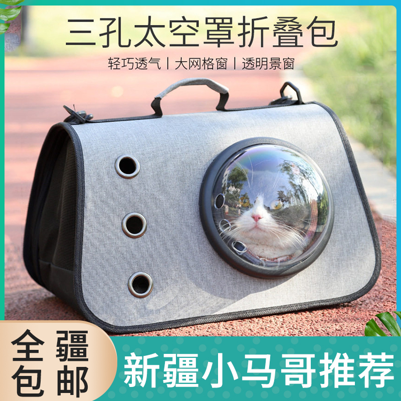 Xinjiang 2021 New trends transparent out of portable cat scapegoat with three holes breathable flax space cover