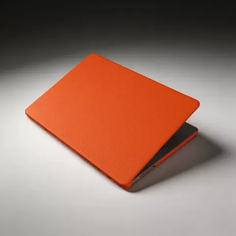 Orange Pebble Grain Leather Genuine leather iPhone Case for iPhone 16 – 15
