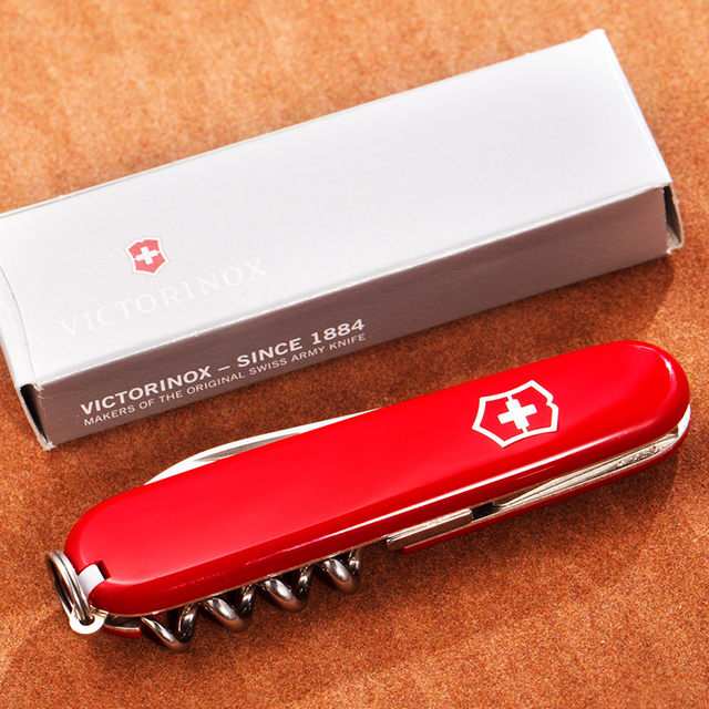 ແທ້ຈິງແລ້ວ Victorinox Swiss Army Knife 84MM ສີແດງ waiter 0.3303 fruit knife ມີດພັບ multi-function