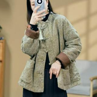 Clivia linen thickened stand collar cotton garment