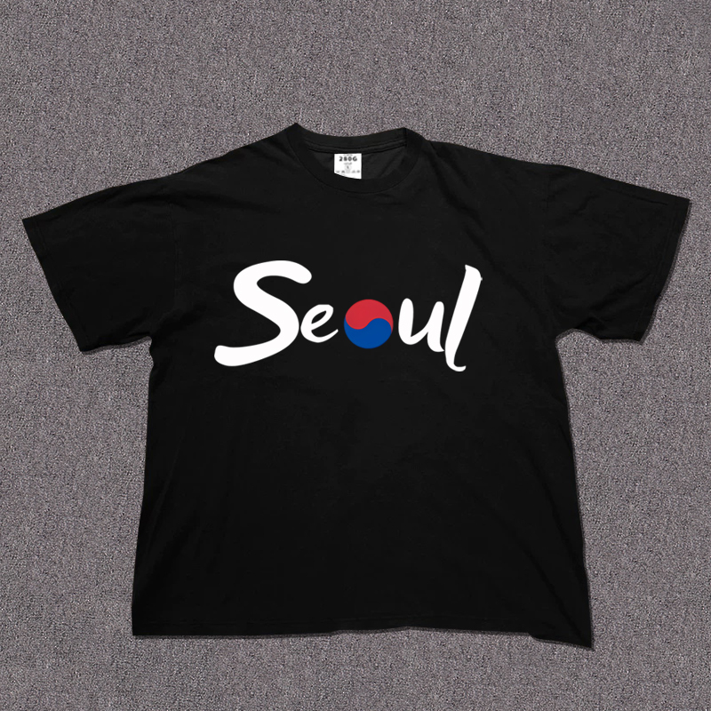 Korea Seoul Cultural and Creative Souvenirs for Foreign Friends Short-Sleeved T-Shirts Clothes Base Shirts