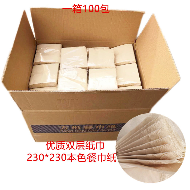 Double-Layer Wood Pulp Natural Color Napkins, Eco-Friendly Tissue Paper, 230 Sheets, Bleach-Free, Smooth, Unscented, High-End, Skin-Friendly, 100 Packs