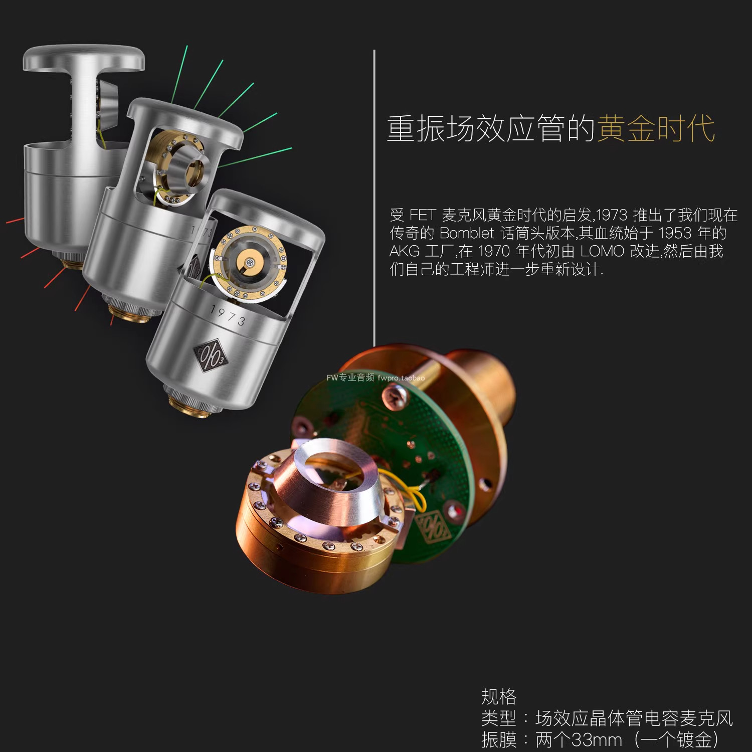 Soyuz 1973 FET大振膜电容话筒场效应管麦克风录音棚话筒直播K歌