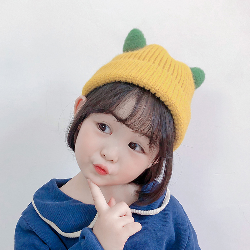 Children's knitted hat thin section spring and autumn cute super cute forehead protection beanie hat boy baby autumn and winter matching hat trend