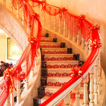 Set European womens indoor wedding site layout guardrail Western style home Red new pastoral stairwell