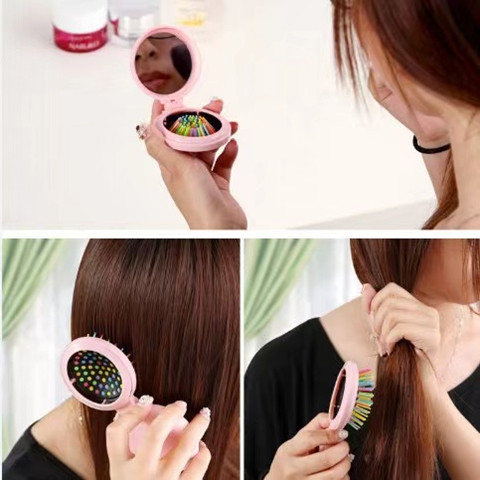 大学女生宿舍必备神器:气囊梳手柄镜子二合一的mini随身梳子有用吗?