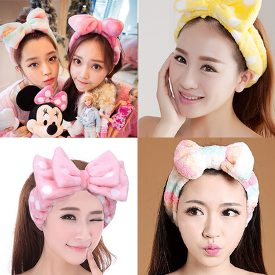 A face wash headband headband big bow beauty makeup towel comfortable headband wrap headband coral fluff