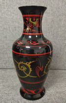 Hubei lacquerware wood tire jug bottle Wedding vase bottle Antique lacquerware Hotel home furnishings