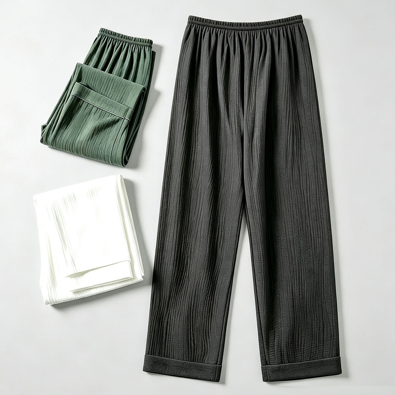 Double-Layer Gauze Men's Pajama Pants, Men's Spring and Autumn 2026 New Pure Cotton Long Pants, All-Cotton Gauze Home Pants for All Seasons