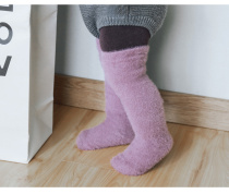 New childrens stockings velvet thickened childrens uniform size knee socks solid color pile socks autumn and winter models in stockings