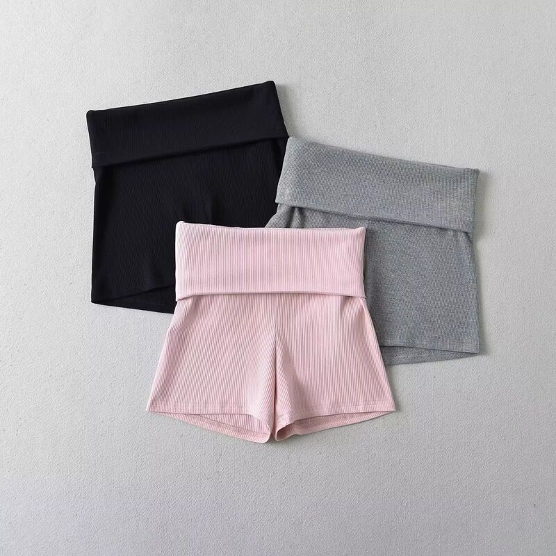 Elastic Ribbed Tight-Fitting Waist-Cinching Design Sports Pants for Women 2025 Summer Running Fitness Casual Yoga Home Shorts