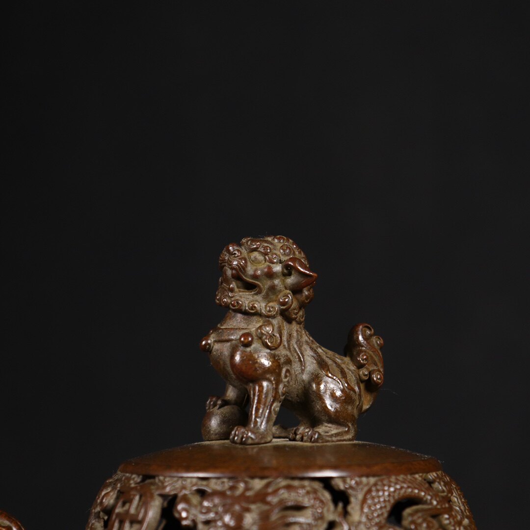 铜 2024110910133166211513_w3000h3 置物 工艺品 装饰品 三足香炉茶道香炉 狮子头十二支熏炉 細工 工芸品