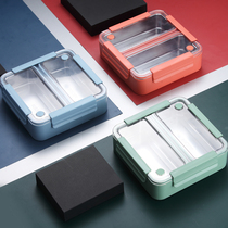 Lunch box 304 stainless steel student lunch box with lid color multi-grid double-layer net red canteen office worker lunch box