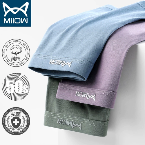 Трусы, хлопковые антибактериальные дышащие трендовые штаны