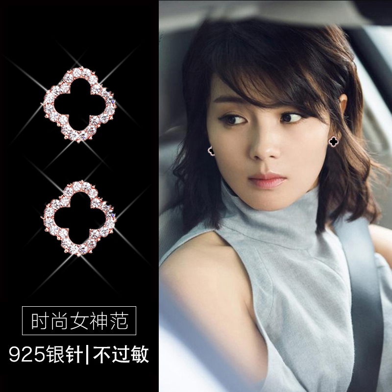 Korea Senior Sensation Ears female pure silver small minimalist anti-allergy ear decoration 2023 New tide without ear clip women-Taobao