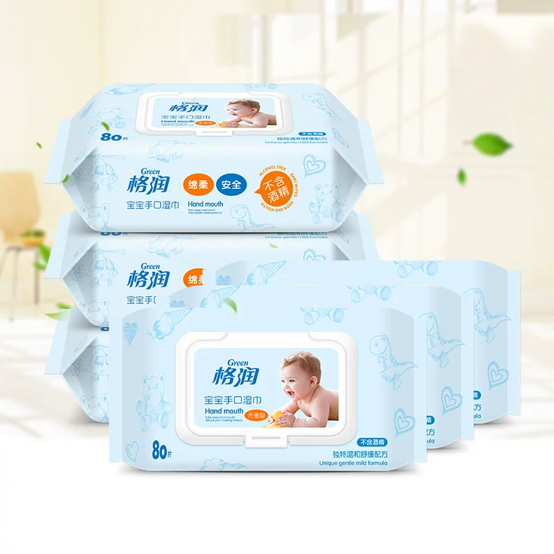 Gerun Baby Wipes, Khăn giấy, Tay Miệng Trẻ sơ sinh Đặc biệt cho trẻ sơ sinh Mông ướt 80 Bơm 3 gói Bán buôn có nắp - Khăn ướt