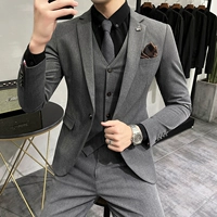 Mid -Ash (костюмы+брюки, отправьте лидера воротника черного рубашки в грудь)