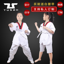 Taekwondo Dress Short Sleeve T-shirt Pure Cotton Breathable Competitive Road Suit Children Speed Dry Training Uniform Products Snobby