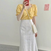 Port Taste Temperament 2022 Summer new ladies Light Ripeness Wind Herbene Wind Long Dress Dating Salt-sweetened Skirt Suit