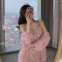 Summer suit Female Brother-in-law Fried Street Advanced Sensation Summer Clothing Two Suits 2022 Kit with hanging band Skirt Sunscreen