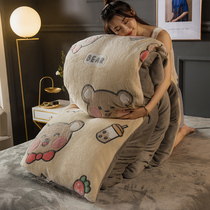 Coral Suede Four-piece Thicken Flannel Flannel Milk Suede Net Red Winter Quilt Cover Bed Hat Snowy Velvet antistatic