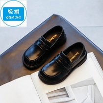 Little boy shoes spring leather shoes children English style 2021 spring new girl loafers Joker vintage soft