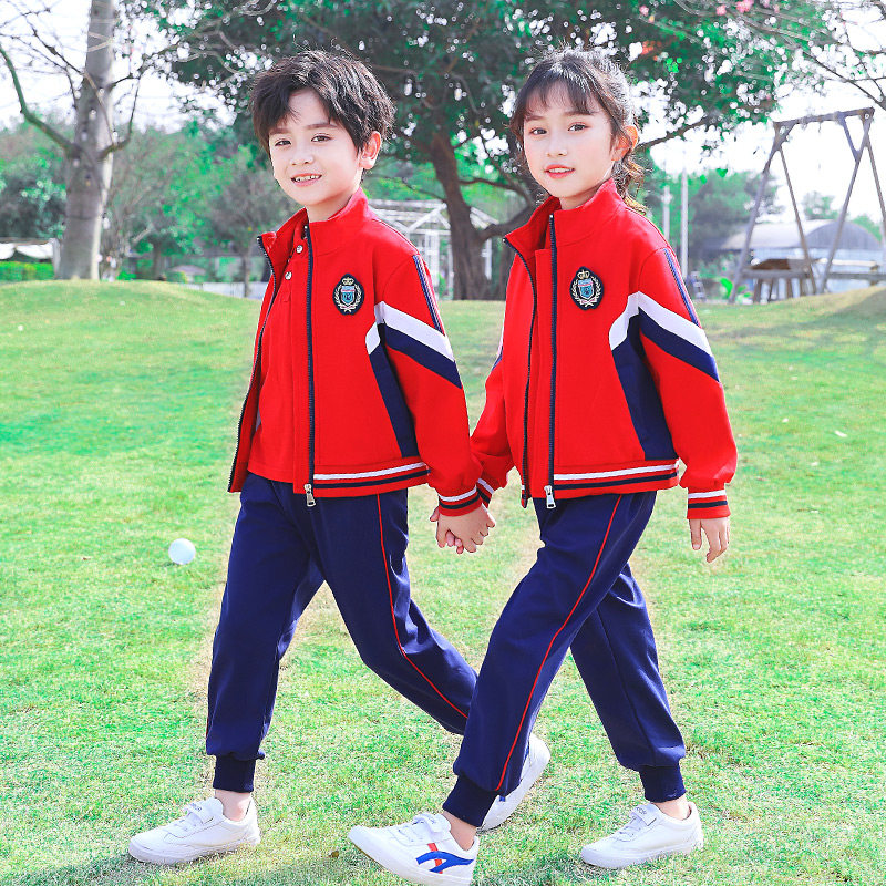 Elementary school uniforms spring and autumn Chinese Red Games class uniforms summer new short-sleeved three-piece kindergarten uniforms