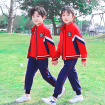 Primary school childrens school uniforms Spring and autumn clothing China Red Express Games Banfu Summer New short sleeves Three sets of kindergarten garden clothes