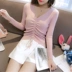 XEEYIO áo dài tay nữ ấm áp đan áo len đáy mùa thu đông gợi cảm áo len giảm béo cổ chữ V - Áo ấm áo bra Áo ấm
