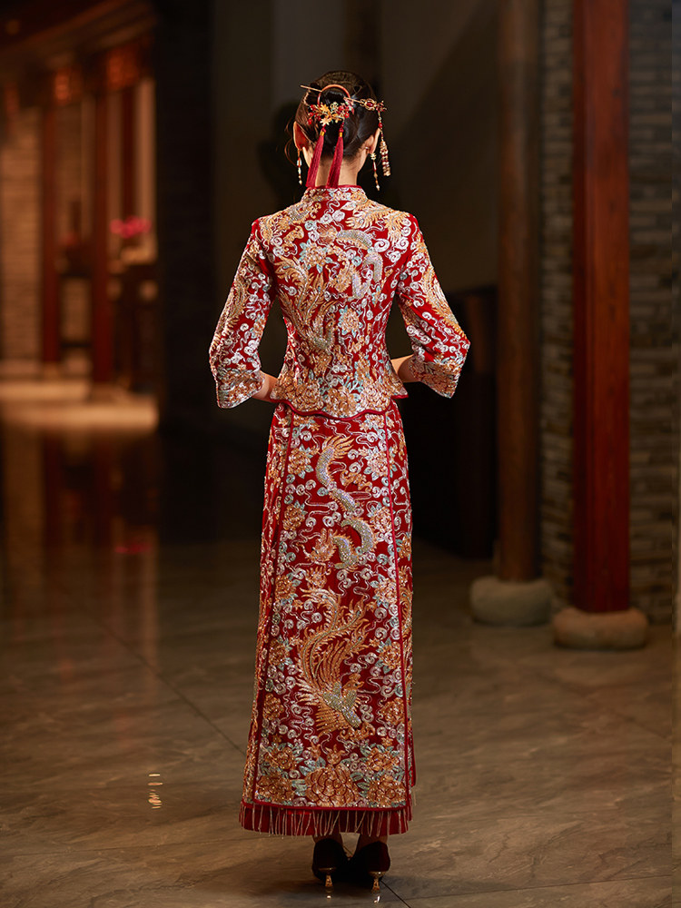 Luxury Womens Bridal Wedding Party Dress Coat Embroidery Chinese Wedding  Dresses | eBay