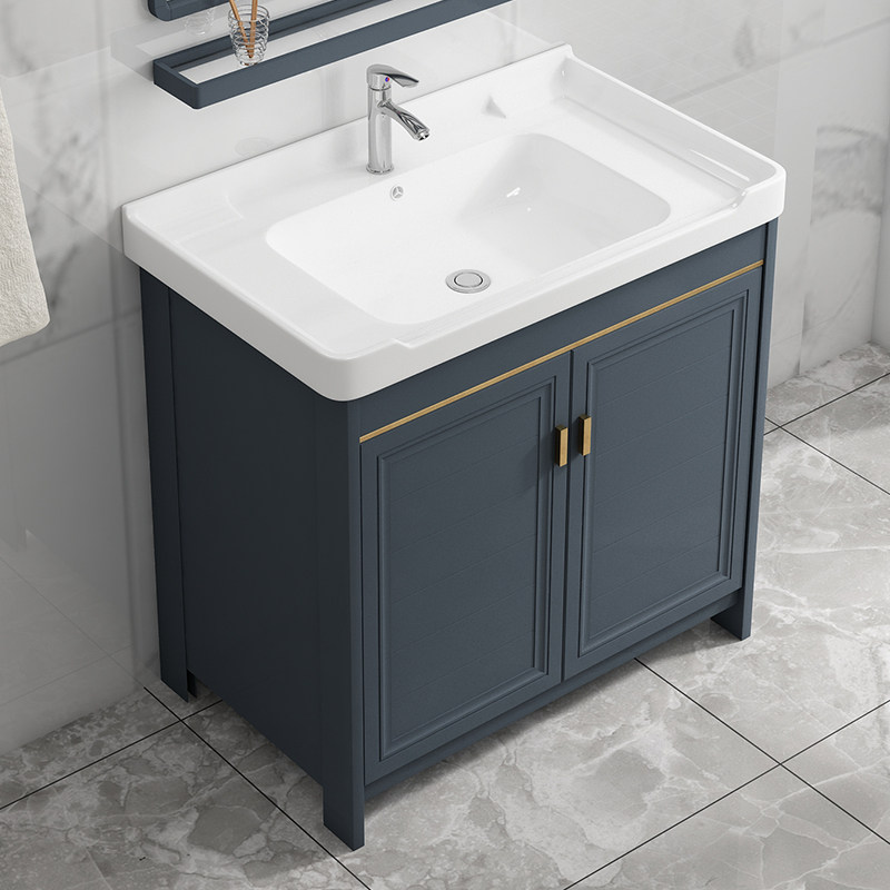 Space Aluminum Floor Type Washbasin Bath Room Cabinet Combination Modern Simple Balcony Wash Toiletry Terrace Pool Integrated Washbasin
