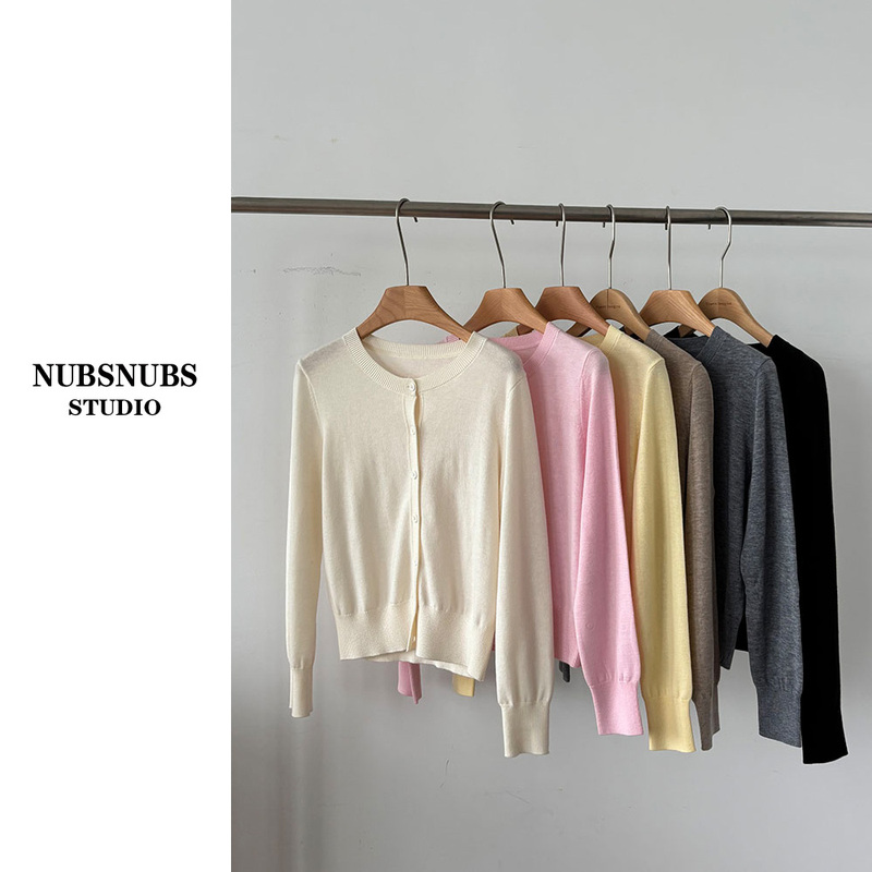 8.14 Dalin LAOSHU "Guava" [Machine Washable] Fine Imitation Sheep Wool Cardigan Round Neck Knitwear