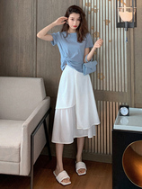 Summer French first love sweet temperament Slim-fit long dress suit Womens irregular half dress fashion two-piece set