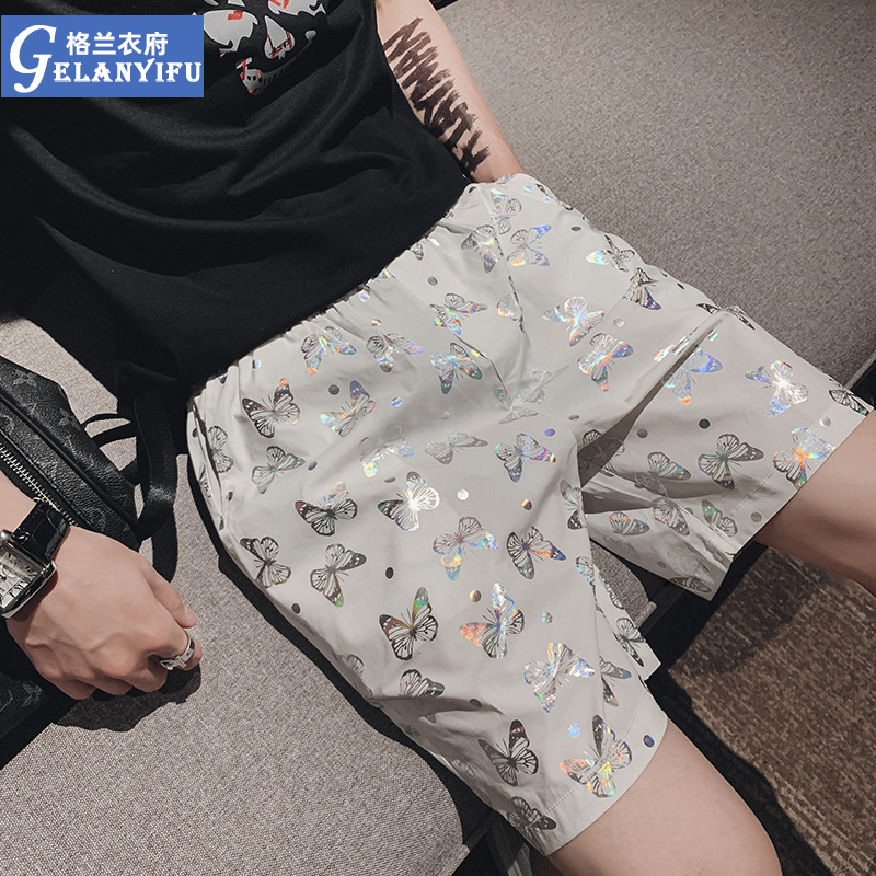 2023 summer new ice silk shorts men's loose casual trendy brand ins five-point pants spirit guy big pants