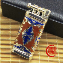 German cross Sillems sterling silver enamel carved pipe lighter double-sided red 1990