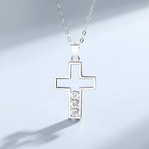 S925 sterling silver European and American hip-hop cross zircon pendant necklace trendy full diamond pendant jewelry