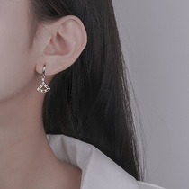 European and American popular 999 sterling silver mini skirt earrings for women simple fashion ins fan-shaped diamond earrings earrings