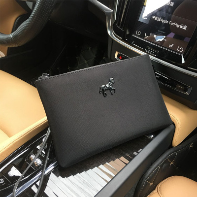 Summer new European and American trendy brand canvas bag waterproof Oxford cloth clutch bag car logo bag casual men's bag wallet