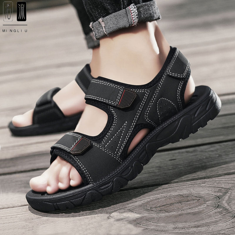 Tide Card Sandals Men 2022 Summer New Breathable Non-slip Magic Stick Cool Slippers Vietnamese Outdoor Casual Beach Shoes