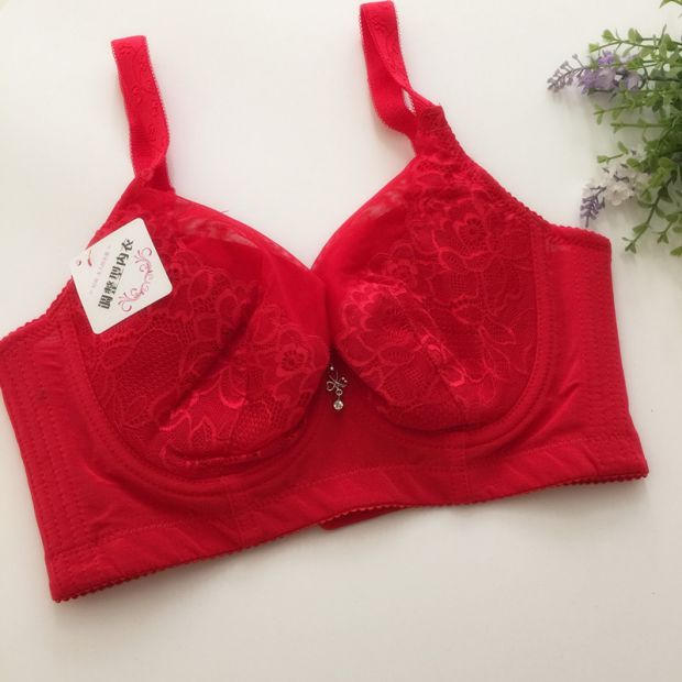 Kích thước lớn nhỏ mùa hè siêu mỏng đầy đủ nhận sữa điều chỉnh áo ngực tập hợp 5 hàng khóa áo ngực màu đỏ áo ngực bầu