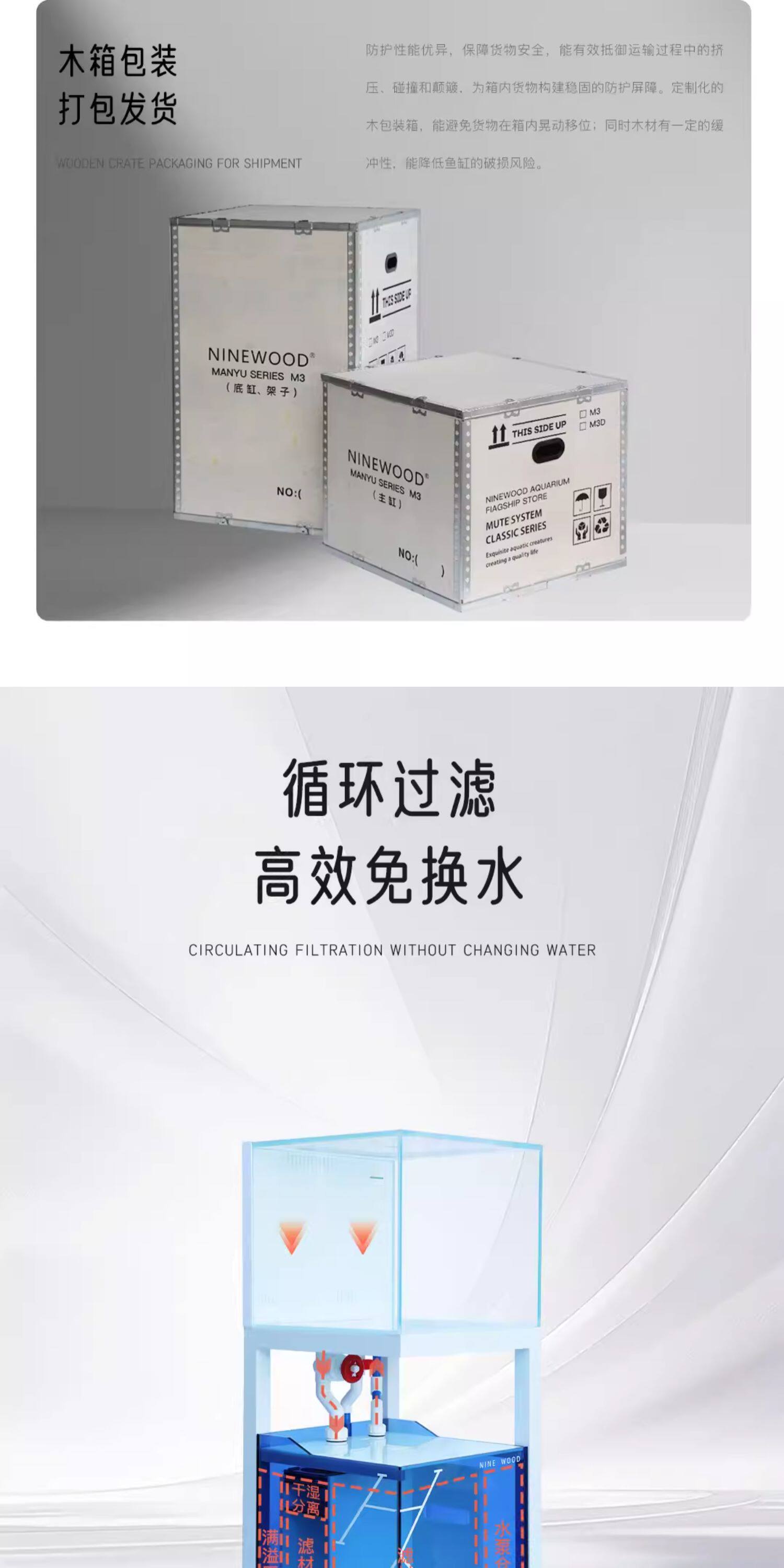 NINEWOOD久物曼鱼M3D底滤鱼缸白玉玻璃小型方缸兰寿金鱼底滤鱼缸 detail 16