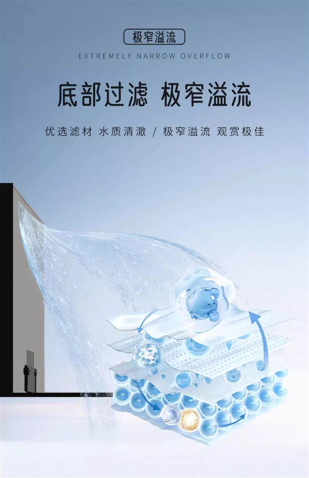 NINEWOOD久物鱼缸loft款背部双层极窄一体金晶五线超白底滤鳄龟缸 detail 16