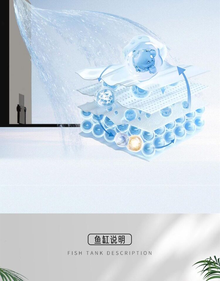 NINEWOOD久物水族萤火虫鱼缸金晶五线超白背部极窄一体底滤溪流缸 detail 12